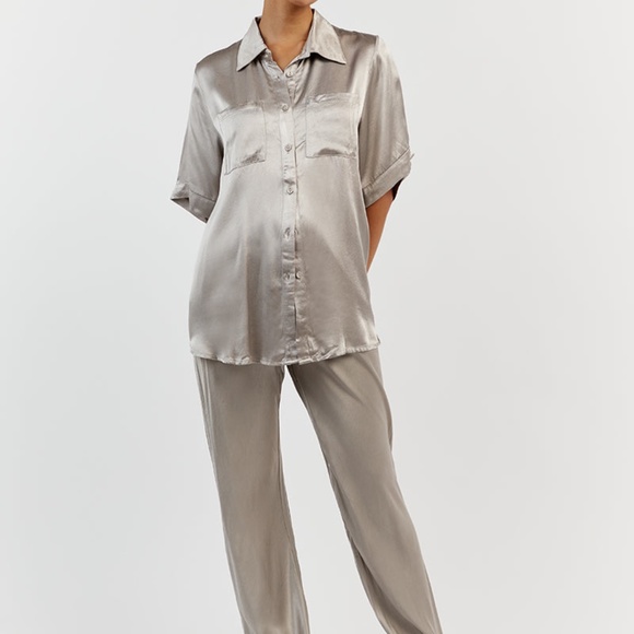 DISSH Simone Pewter Satin Bias Cut Pant - Picture 1 of 3